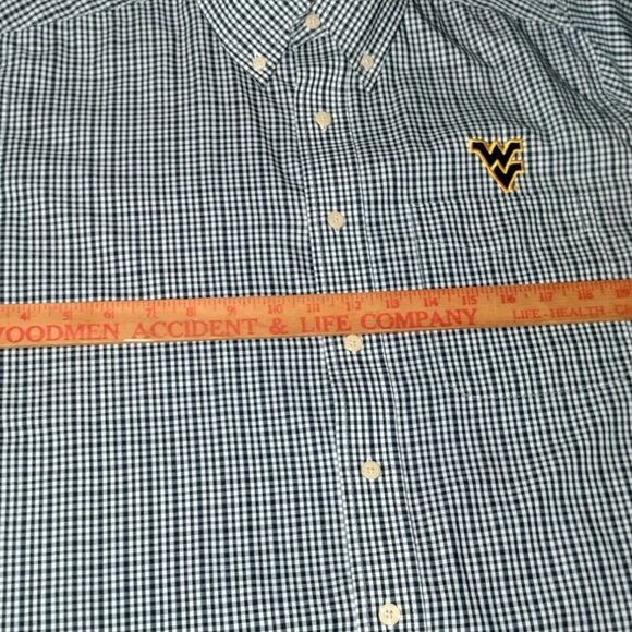 WVU Mountaineers Shirt Men L Button Down Blue Gingham West Virginia University - Picture 6 of 15